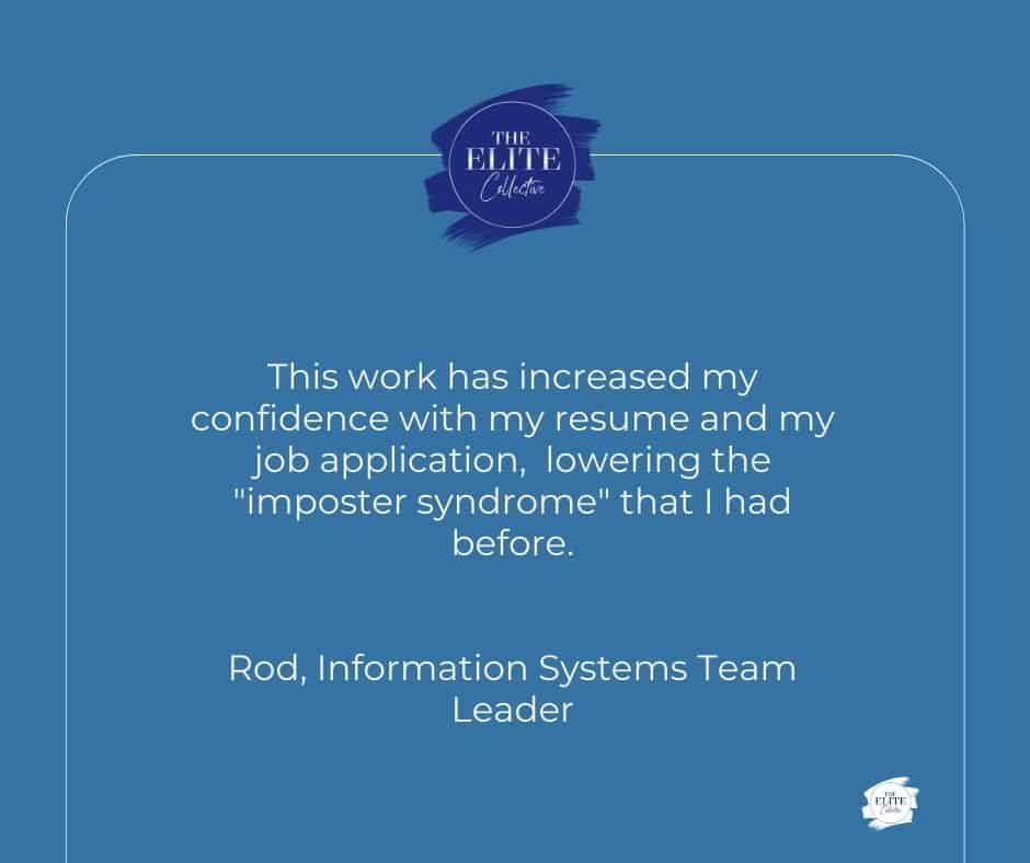 a review about the impact of working with a resume writer from the elite collective on the clients self confidence